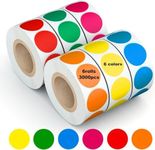 Labelebal Colored Dot Stickers,3/4 inch Round Color Coding Labels,6 Rolls,3000 Label,6 Color Circle Color Coding Labels for Classroom,Office,Kindergarten Papers Etc,