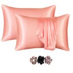 GO WELL Satin Pillowcase for Hair and Skin, Silk Satin Pillowcase 2 Pack, Queen Size Pillow Cases Set of 2, Silky Pillow Cover with Envelope Closure (18x28, Blush)