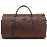 MODOKER Convertible Leather Garment Bag, Carry on Garment Bags for Travel, Garment Duffel Bag, Gifts for Men Women Business Waterproof Suitcase Suit Travel Bags, Brown