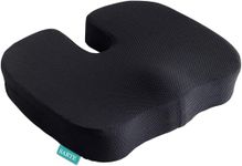 SARTE Car Seat Cushion Thigh Support for Car Seat Long & Comfortable Drive U-Cut Out Seat Cushion for Car Driving Seat Memory Foam Chair Cushions for Office Chair & Wheelchair (L-Size, Mesh Black)