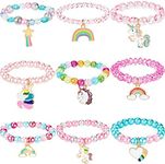 9 Pieces Colorful Unicorn Bracelet Girls Unicorn Bracelets Rainbow Unicorn Beaded Bracelet for Birthday Party Favors (Bead Style)