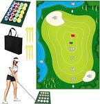 Golf Chipping Game, Huntoshon Golf Battle Royale Set, Indoor/Outdoor Golf Practice Training Hitting Mats for Adults and Family, Includes Golf Mat, 20 Grip Golf Balls and 6 Ground Stakes