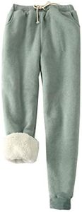 FACDIBY Women's Sweatpants Sherpa Lined Winter Warm Athletic Jogger Fleece Pants(Green,S)