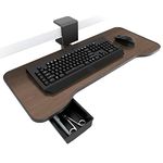 Keyboard Tray Under Desk,360 Rotating Keyboard&Mouse Tray with Drawer,Yikola Desk Extender Adjustable C-Clamp, Ergonomic Platform Tray Under Table,No Drilling Install 23.54'' x 9.8''in-Walnut Pattern