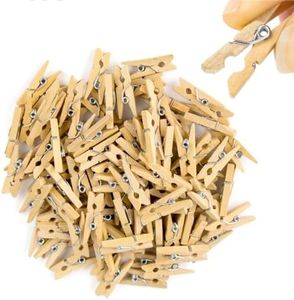 100x Mini Pinzas de Madera - Pinzas para Fotos decoración tamaño 25 mm Mini Clips. Pinzas para la Ropa de Madera auténtica (100x)