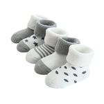 FedMois Baby Thick Winter Socks Cotton Toddler Infant Newborn Cozy Warm Socks Pack of 5, Grey, 0-6 months