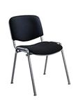 Office Hippo Heavy Duty Meeting Chair, Versatile & Robust Stackable Reception Chair, Office or Conference Chair With Strong Frame & Padded Durable Seat, Up To 115kg Weight - Black/Black, Single