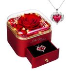 GOICC Forever Rose for Women Mum Wife Girlfriend Preserved Eternal Rose Flower Gift Box with Necklace for Her Perfect Present for Birthday Anniversary Christmas Valentine's Day