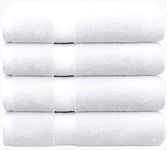 LINENOVA Premium Bath Towels Set (Pack of 4) 100% Combed Cotton, 650GSM, Maximum Softness and Highly Absorbent-White