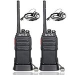 Retevis RT24 Walkie Talkie PMR446 License-free Professional Two Way Radio 16 Channels Walkie Talkies Scan TOT with USB Charger and Earpieces,Adults (Black, 1 Pair)