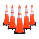 Traffic Cone PVC 90cm 36" Slim with 2 Reflective Strips | Highly Visible Safety Cone for Road Traffic Control and Construction Sites (5)