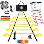 1PERFORMANCE Speed and Agility Training Equipment Set - Football Training Equipment for youth, Agility Football Ladder, 4 hurdles, 10 Soccer Cones, Football Drills, Sports Training Kit for Kids/Adults