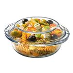 15cm x 15cm (500ml) Mini Glass Casserole Dish With Glass Lid, Round Oven Safe Glass Bakeware, Microwave Oven Safe Glass Bowl with Lid