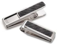 M-Clip Stainless Steel and Black Carbon Fiber Money Clip with 2 Pocket Accent