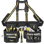 Motovecor Tool Belt Suspenders - Tool Vest Ultra Anti-wear 20 Bags Y-Style Tool Belts 5 Combo Apron Tool Pouch For Framers Carpenter Electrician 1200D Ballistic Nylon