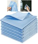 Microfibre Cleaning Cloths 10 Pack, Glass Cleaning Cloths Lint Free Scratch Free, Polishing Cleaning Cloths for Glass Windows Screens Mirrors, 30 x 30cm Blue (Blue)