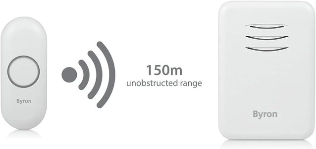 Byron Wireless Doorbell Set – Portable & Plug-In Chimes, 150m Range, 16 Melodies