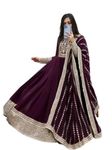 Omkar Textile's Dark Purple Anarkali Gown with Dupatta Set for Women | Anarkali Gown for Women Readymade | Gown for Women semi-Stitched | Gown for Women 2024 (Medium)