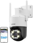 ZOSI 5MP 3K Wi-Fi 6 Wireless Security CCTV Camera Outdoor, PT WiFi Camera with 24/7 Recording, Person Vehicle Detection, Spotlight Siren, Color Night Vision, Cloud & Local Storage, Work with Alexa