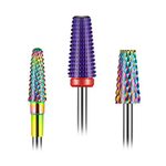 [Upgraded]Depvko 3Pcs Nail Drill Bits Set for Nails 3/32 Inches, 5 in 1 Tapered Barrel and Cone Shape Carbide Nail Drill Bits for Acrylic or Gel Remover