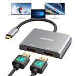 UANTIN USB C to Dual DisplayPort Splitter Extended Display for Windows | 4K@60Hz Type C 3.1 to DP 1.2 for Dual Monitor Converter MST USBC Display Port Hub for XPS 13/15, Lenovo, Chromebook, HP etc