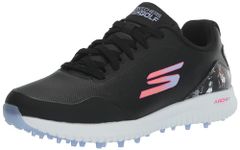 Skechers Women's Go Max Arch Fit Spikeless Golf Shoe Sneaker, Black Dogs Waterproof, 8