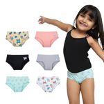 YouGotPlanB Girls 100% Cotton Butterfly - 6-Pack Hipsters| Cotton Blend | Breathable & Strechable | Soft Elastic | Antibacterial & Antimicrobial | 6-8 Years | Pack of 6