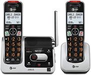 AT&T BL102-2 DECT 6.0 2-Handset Cordless Phone for Home with Answering Machine, Call Blocking, Caller ID Announcer, Audio Assist, Intercom, and Unsurpassed Range, Silver/Black