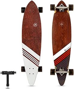 Magneto 40 Inch Pintail Longboard Skateboard | Dark Stained Hard Maple Core Long Board Deck | Cruiser Skateboards, Carver, Freestyle | Skateboard for Adults Teenagers Men Women | Free Skate Tool