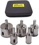 Drilax Diamond Hole Saw Set 3/4 inch, 1 inch, 1-1/4, 1-1/2, 1-3/4 Inch Extra Long Cuts with Insert Guide Included 5 PCS Diamond Drill Bit Tile Ceramic Porcelain Glass Granite Quartz