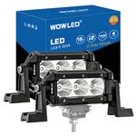 WOWLED High-end LED Work Light Bars, New 4 Inch 18W Flood Beam LED Pods Light Bars, Off Road Driving Fog Waterproof LED Work Lights for SUV ATV UTV 4x4 Pickup Truck Jeep Boat Car 12V 24V