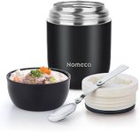 Keep Food Warm Lunch Container - Wide Mouth Lunch Thermoses for Hot Food Nomeca 16Oz Stainless Steel Thermal Vacuum Bento Box With Spoon for Kids Adult School Office Outdoor, Black