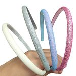 4 Pcs Glitter Headbands for Girls and Women Kids Sequin Headbands Glitter Alice Bands for Girls Women Glitter Hair Hoop Girls Headbands for Girls and Women