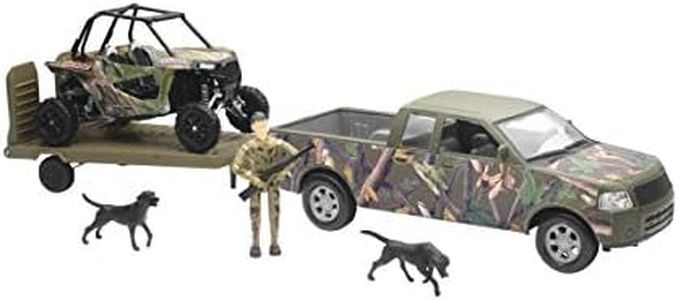 Green Camo Pickup Truck with Polaris Razor and Figure Set