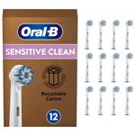 Oral-B Sensitive Clean Electric Toothbrush Head with Clean & Care Technology, Extra Soft Bristles for Gentle Plaque Removal, 1 Count (Pack of 12) Toothbrush Heads, Suitable for Mailbox, White