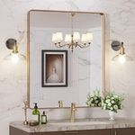 LOAAO 30”X36” Gold Bathroom Mirror,