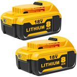2Pcs 8.0Ah 18 Volt Replacement for Dewalt 18V Battery Lithium Ion Compatible with Dewalt Batteries DCB200 DCB204 DCB206 DCB201 DCB203 DCD/DCF/DCG Series Cordless Tools (2Pack)
