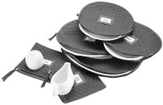 StackStorePlusMore Quilted Cases for Fine China Accessories Storage - Set of 6 - Gray