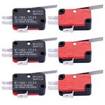 mxuteuk 6Pcs Micro Limit Switch Short Straight Hinge Lever Arm SPDT Snap Action Switch for Arduino V-152-1C25