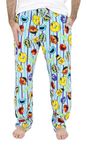 Sesame Street Jersey Knit Pj Lounge Pants Pajamas for Men - Elmo Cookie Monster Grover Big Bird Oscar Bert Ernie (Small-XL), White, L