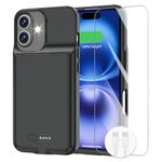 Battery Case for iPhone 16 Plus, Fast Charging Case Charger 8500mAh Ultra-Slim Lightweight 15W Battery Pack Rechargeable Anti-Fall TPU Juice Box for iPhone 16 Plus Charging Case(6.7") Black