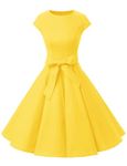 Dressystar Cocktail Dress 1950s Vintage Formal Bridesmaid Dress Party Wedding Guest Dress Yellow L