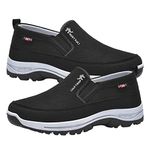 Smileshiney Orthopedic Shoes for Men | Hands- Slip-On Men Walking Shoes,Orthopedic Shoes for Walking, Casual Boat Shoes Black