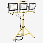 RIGIDON 300W Tripod Stand LED Work Light, 3 Adjustable Head Floodlight, Flexible Portable Job Site Light, 30000LM 110V 240V Outdoor Indoor worklight for Workshop, Garage, Construction, Basement