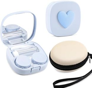 FEISEDY Portable Cute Contact Lens Case Remover Tool With Mirror Tweezers Kit for Women and Girl B0081