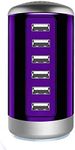 Universal USB Charger 6-Port Desktop USB Charging Station Hub with Smart Identification Technology Compatible with iPhone iPad Cell Phone Tablets(Purple)