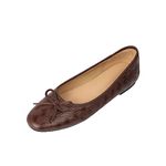 TinaCus Women's Genuine Leather Handmade Slip On Round Toe Soft Ballet Flats Shoes, Dark Brown, 5