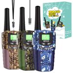 Rechargeable Kids Camouflage Walkie Talkies 3 Pack Long Range, 48H Work 7D Standby, LED Flashlight,Outdoor Camping Games Toys Gifts for 3-12 Year Old,Ideal Birthday for Boys & Girls