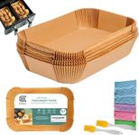 Air Fryer Liners Pack of 150, Disposable Rectangular Air Fryer Accessories, for Ninja AF300UK AF400UK, and DualZone Air Fryer with 4 Kitchen Cloths & 2 Oil Brushes (8.7 Inches)