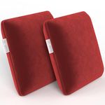 MY ARMOR Memory Foam Square Cushion for Car, Sofa/Diwan, Bed, Chair & Decoration | Highly Durable, Hypoallergenic | Velvet Cover | Maroon, Pack of 2 [14"x 14" x 4"]